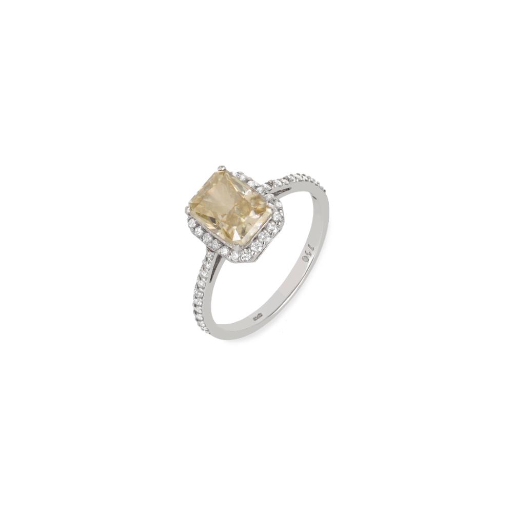 Anel Moissanite Yellow com diamantes